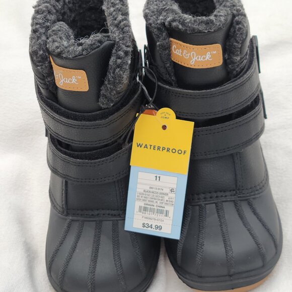 Cat & Jack Size 11 Black Toddler Winter Boots - Picture 3 of 14